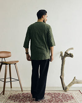 KUDRAT SIRI : THREE QUARTER SLEEVE TOP - OLIVE