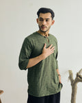 KUDRAT SIRI : THREE QUARTER SLEEVE TOP - OLIVE